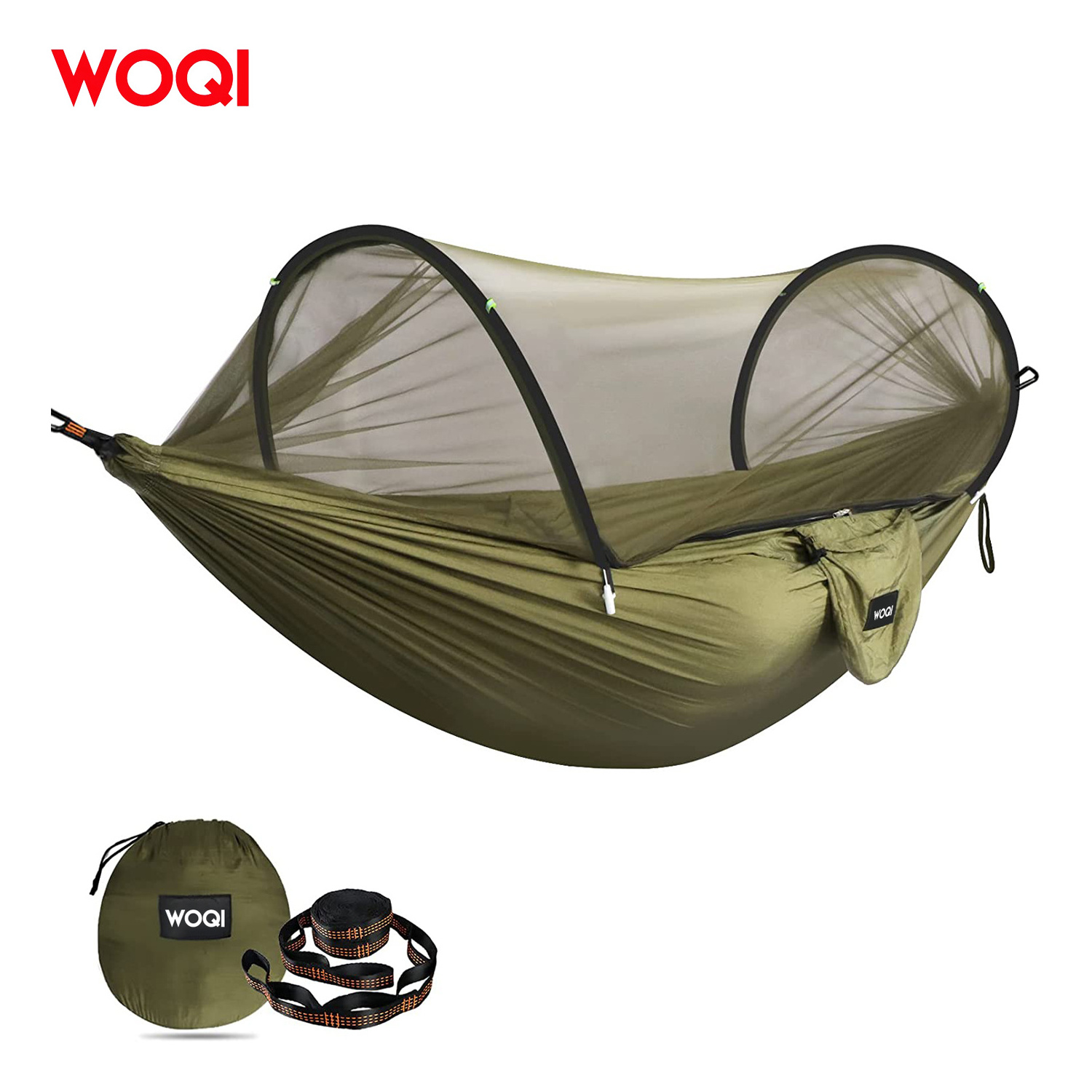 WOQI Top selling outdoor Ultralight cotton canvas swing single double camping tree hammock tent with mosquito net