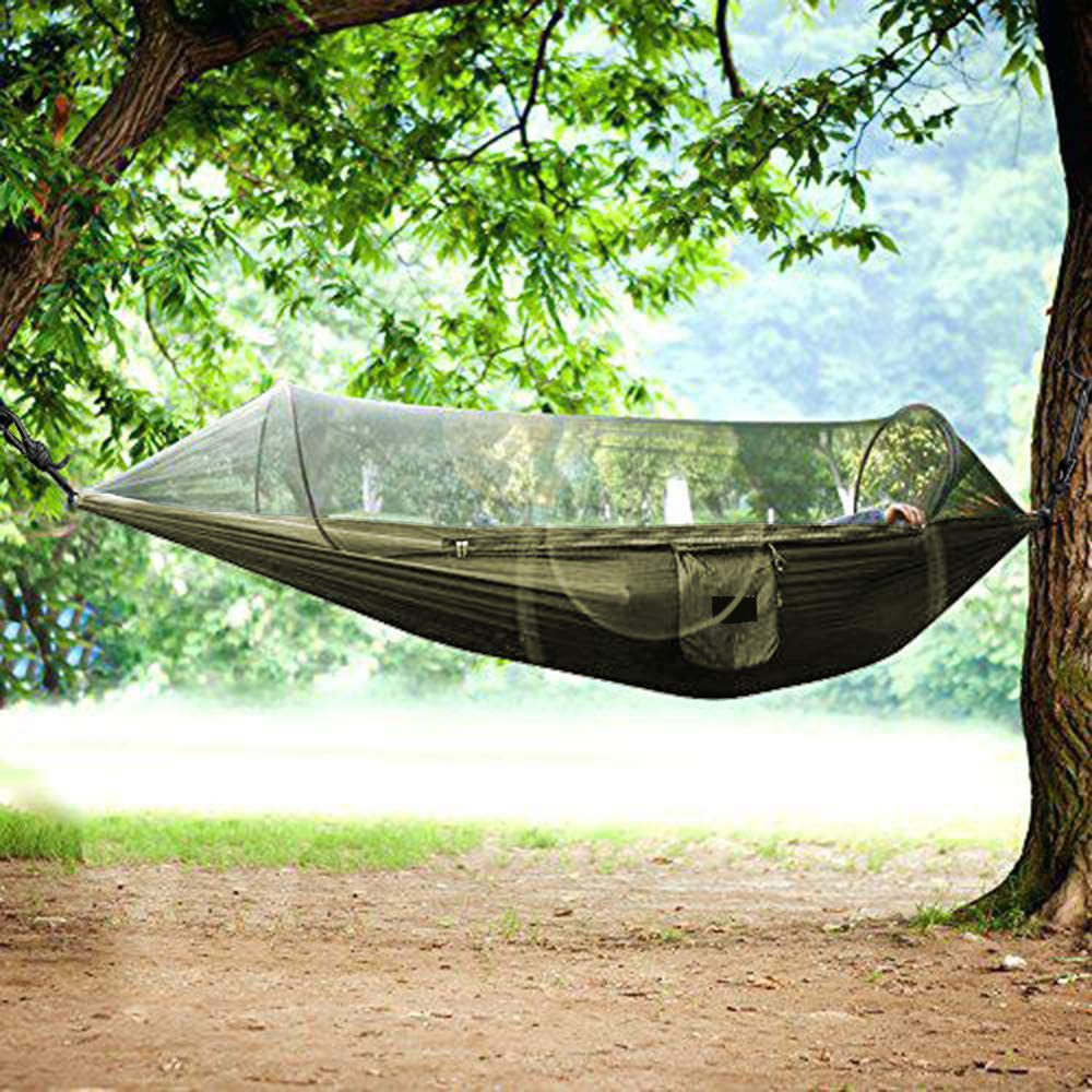 WOQI Top selling outdoor Ultralight cotton canvas swing single double camping tree hammock tent with mosquito net