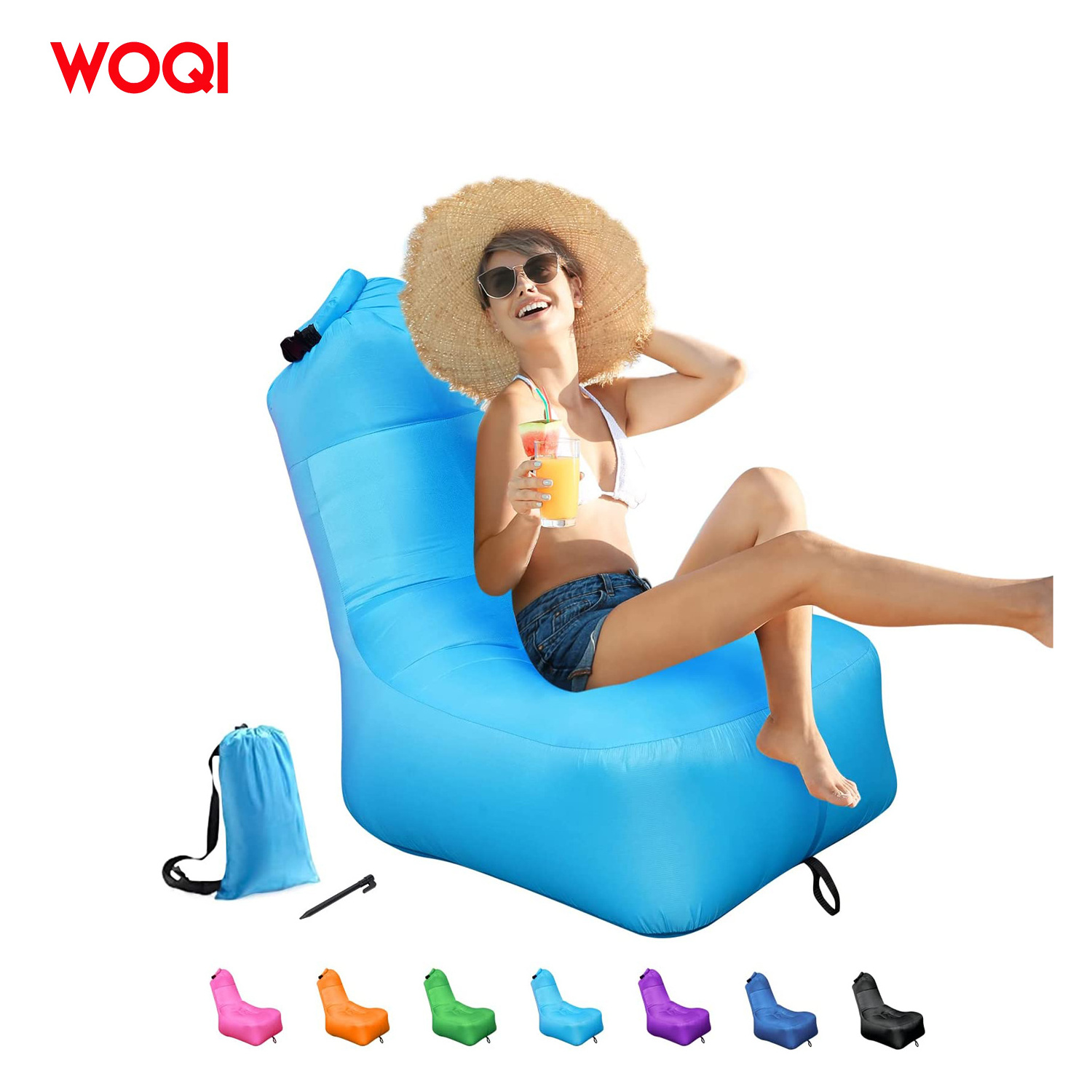 WOQI Inflatable Couch Outdoor Camping Hiking Cool Inflatable Chair Portable Inflatable Lounger Air Sofa Hammock