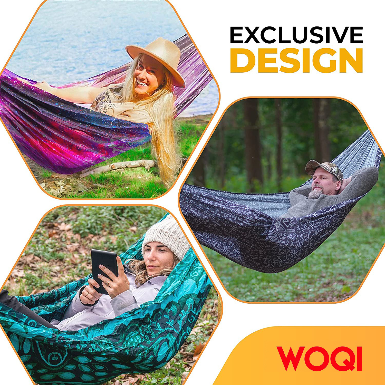 WOQI Outdoor Hiking Furniture Hammock Lightweight Parachute Canopy Nylon Hammock For Tourism