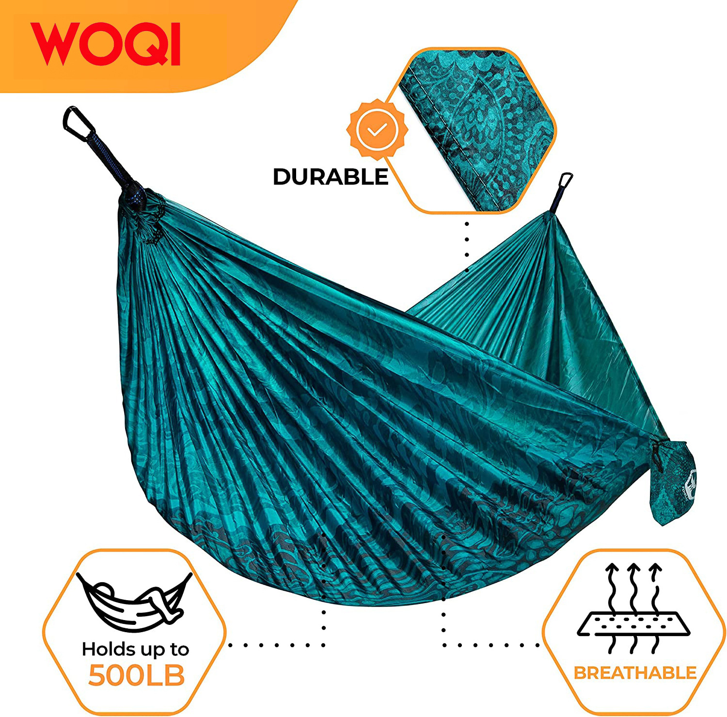 WOQI Outdoor Hiking Furniture Hammock Lightweight Parachute Canopy Nylon Hammock For Tourism