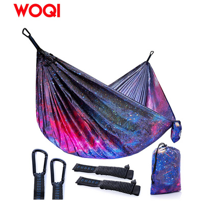 WOQI Outdoor Custom Nylon Double Camping Hammock Tree Hammock Portable Parachute Hammocks