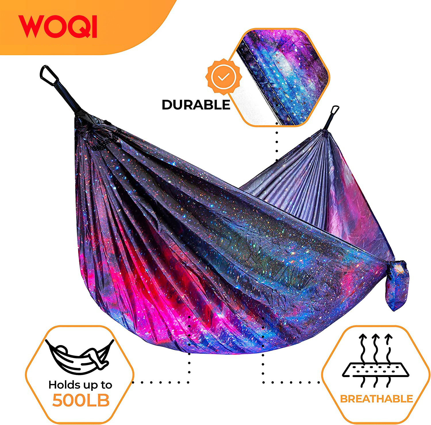 WOQI Outdoor Custom Nylon Double Camping Hammock Tree Hammock Portable Parachute Hammocks