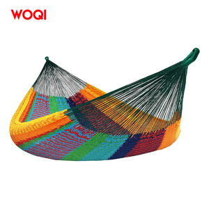 WOQI Wholesale Price Hand-Woven Heavy Duty Family Cotton Hammock for Outdoors Camping