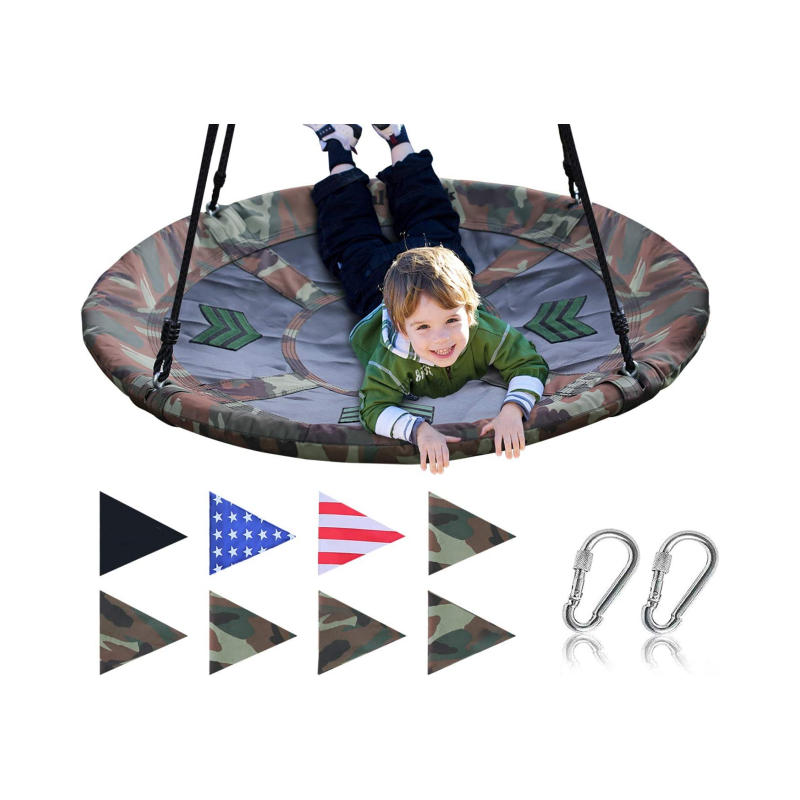 WOQI Round  Flying Saucer Children Tree Hang Hammock Swing Seat Chair for Garden Patio