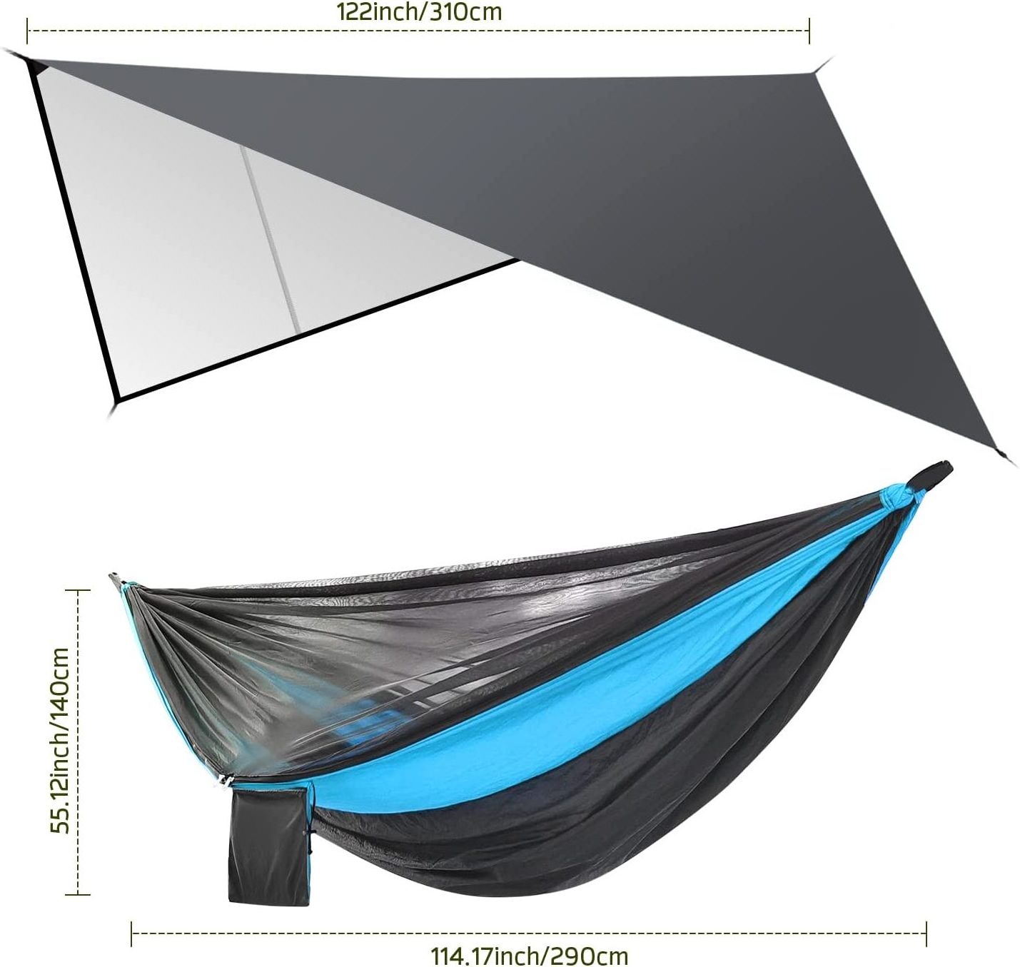 WOQI Wholesale 200 kg Load Capacity Ultralight Breathable Hammock with Mosquito Net and Tent Tarpaulin