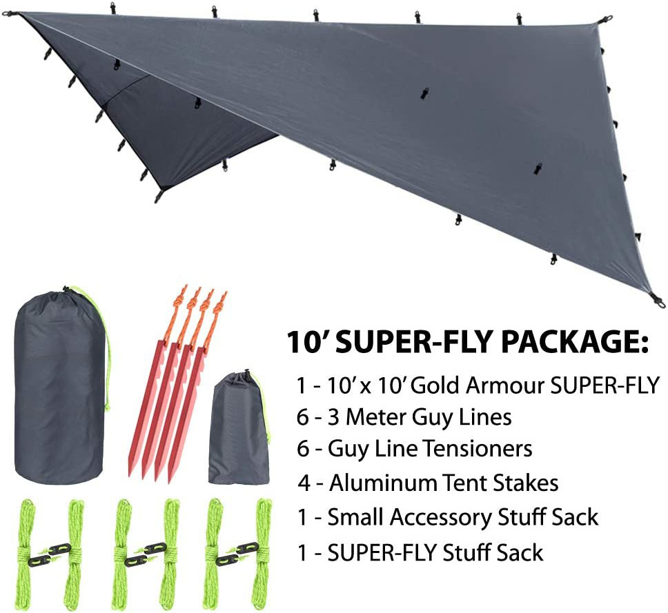 WOQI Outdoor lightweight hammock tarp cover waterproof rainfly and sunshade hammock