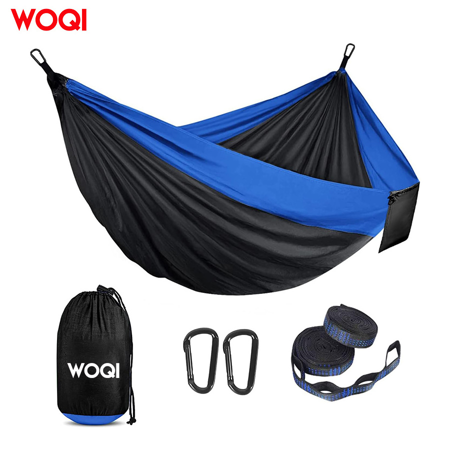 WOQI portable double camping hammock, nylon parachute outdoor hammock, camping backpack hiking waterproof canopy tent