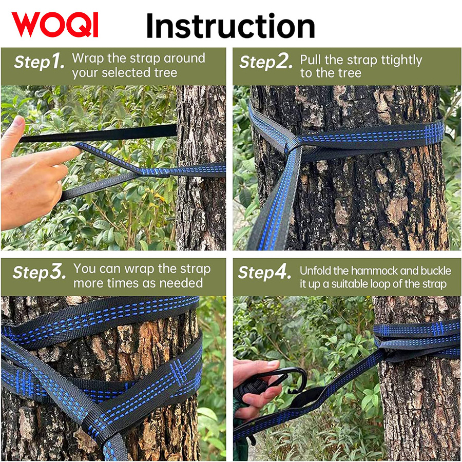 WOQI portable double camping hammock, nylon parachute outdoor hammock, camping backpack hiking waterproof canopy tent