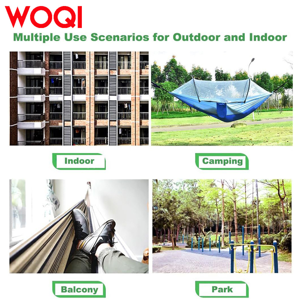 WOQI Lightweight Outdoor Camping Nylon Parachute Hammock Mosquito Net Hammock with Tree Strap