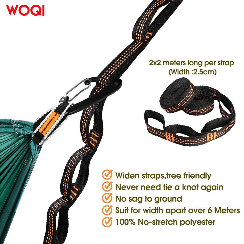 WOQI Hot selling Outdoor Portable Nylon Camping Parachute Hammock Tree Belt Hammock