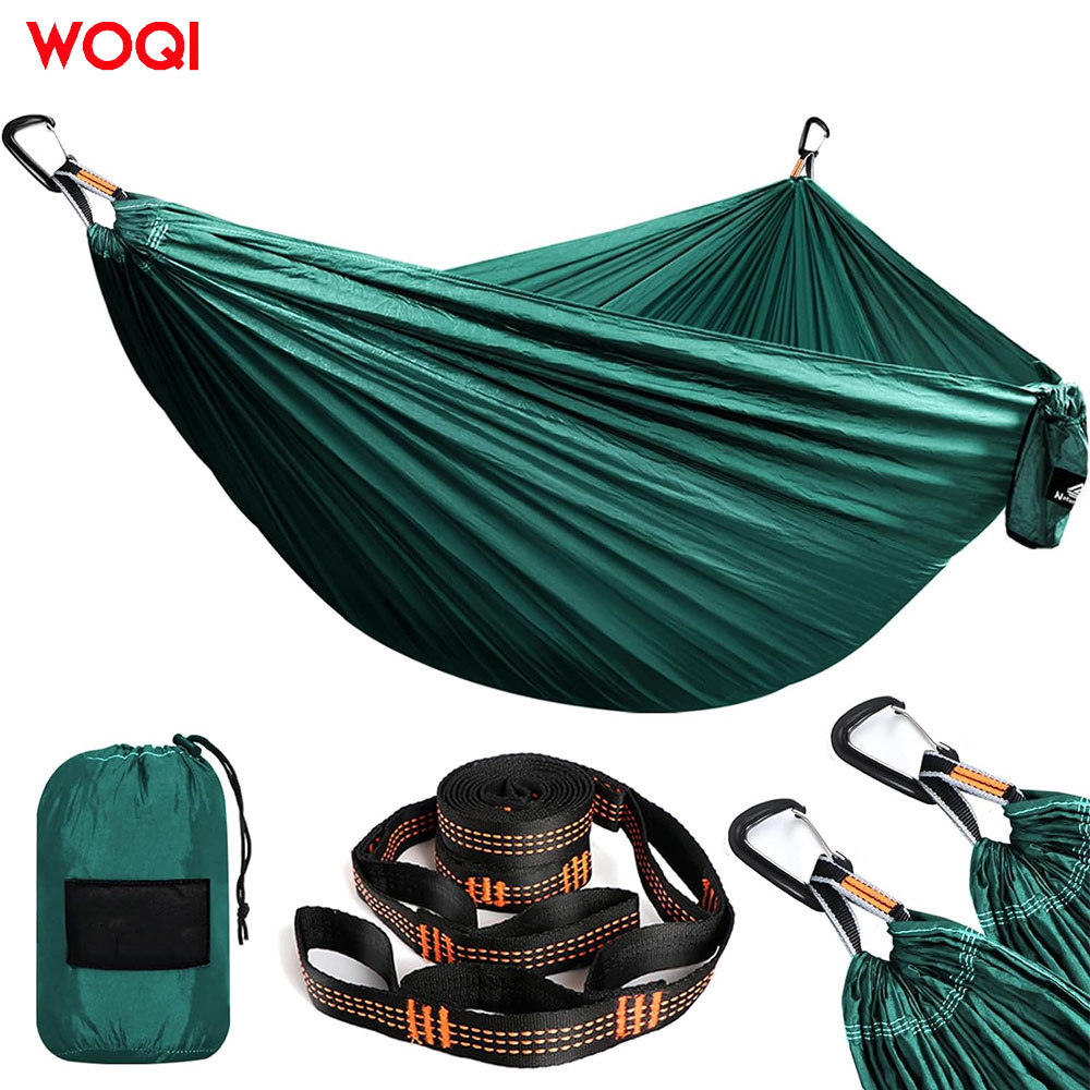 WOQI Hot selling Outdoor Portable Nylon Camping Parachute Hammock Tree Belt Hammock