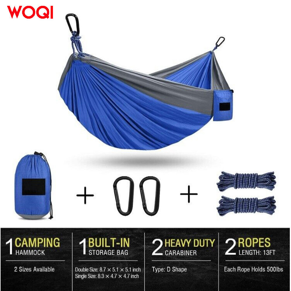 WOQI Outdoor Backpack Survival Travel Single and Double Parachute Polyester Camping Hammock