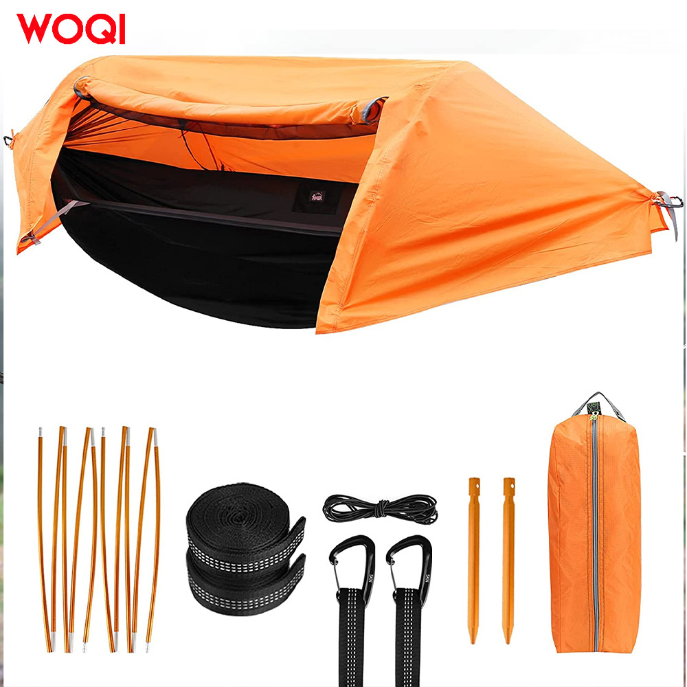 WOQI lightweight camping hammock with mosquito net and rain fly cover camping mosquito net hammock