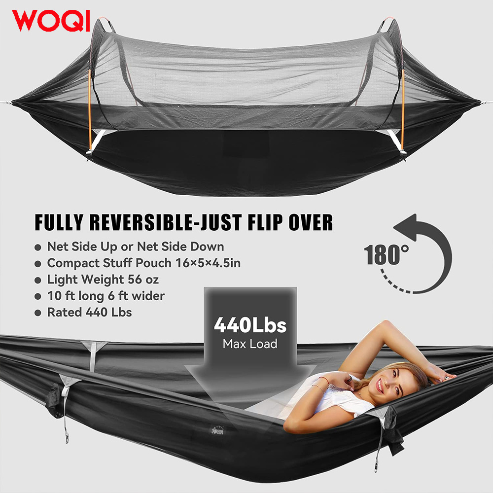 WOQI lightweight camping hammock with mosquito net and rain fly cover camping mosquito net hammock