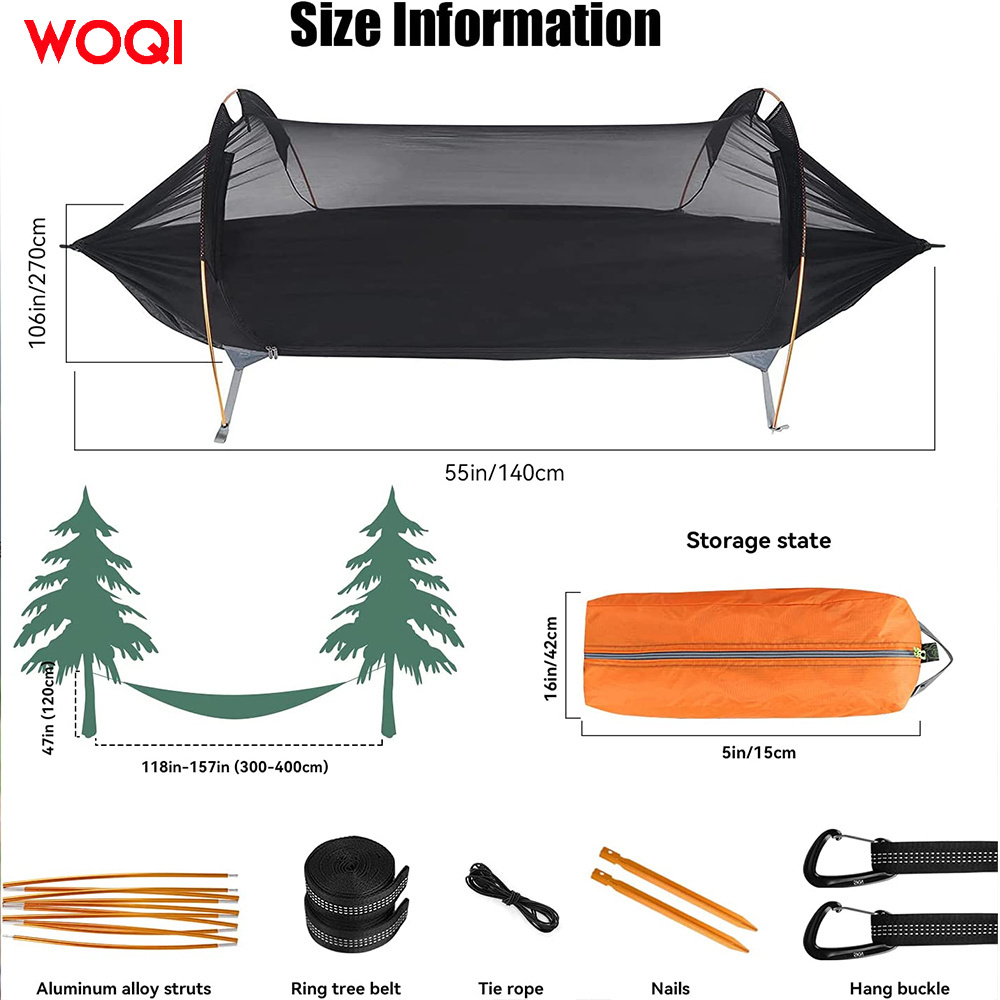 WOQI lightweight camping hammock with mosquito net and rain fly cover camping mosquito net hammock