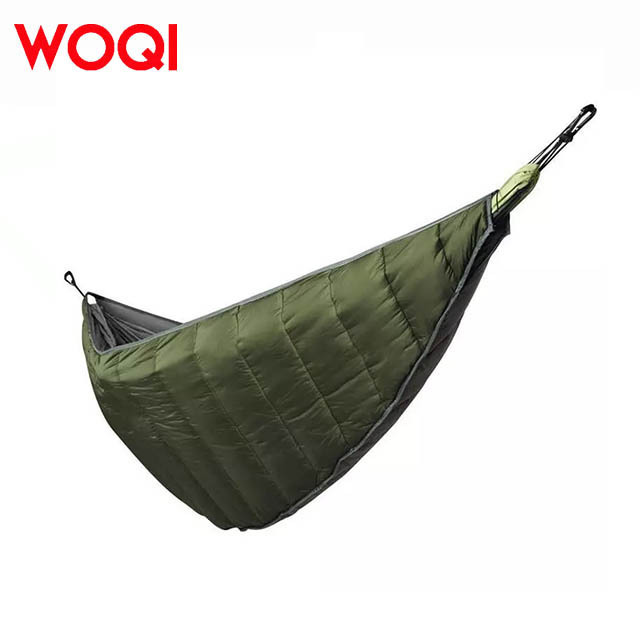 WOQI single person portable inflatable nylon anti rollover warmth adult hammock sleeping bag outdoor camping and hiking trip