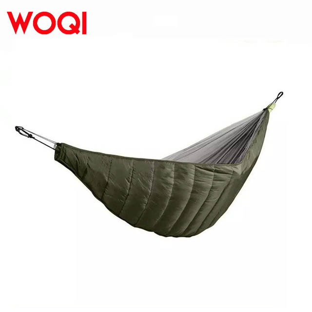 WOQI single person portable inflatable nylon anti rollover warmth adult hammock sleeping bag outdoor camping and hiking trip