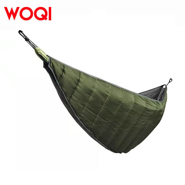 WOQI single person portable inflatable nylon anti rollover warmth adult hammock sleeping bag outdoor camping and hiking trip