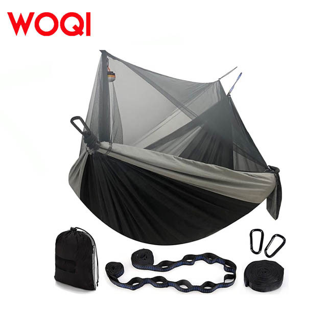 WOQI portable lightweight mosquito net hammock with tree straps for travel and camping