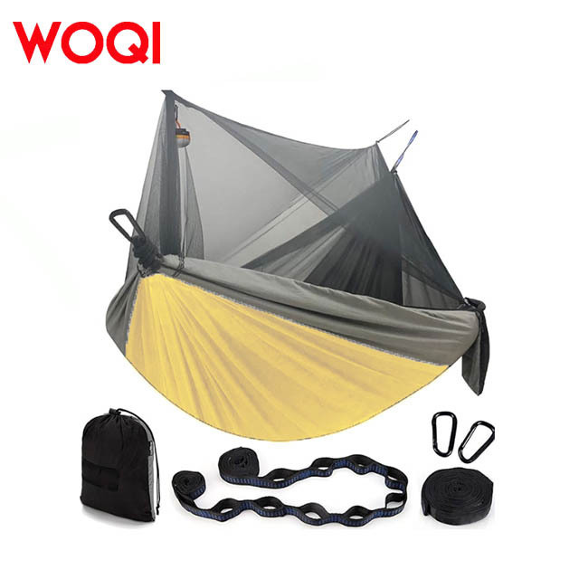 WOQI portable lightweight mosquito net hammock with tree straps for travel and camping