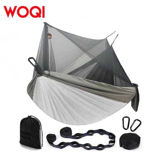 WOQI portable lightweight mosquito net hammock with tree straps for travel and camping