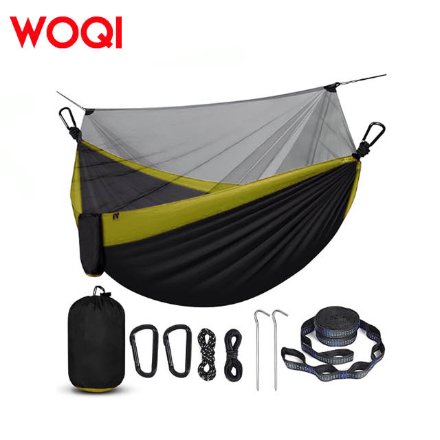 WOQI Travel Portable Lightweight Hammock with Mosquito Nets Camping Hammock with Tree Straps