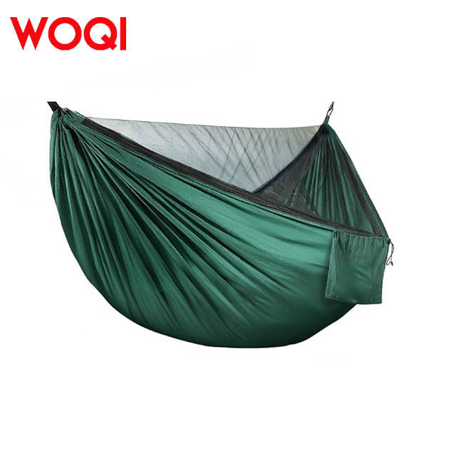 WOQI Outdoor Travel Portable Camping Nylon Hammock Parachute Hammock with Mosquito Nets