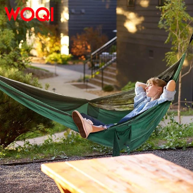 WOQI Outdoor Travel Portable Camping Nylon Hammock Parachute Hammock with Mosquito Nets