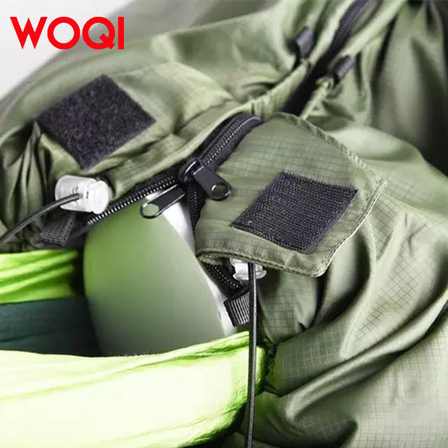 WOQI multifunctional duck down filled hammock sleeping bag for warmth, lightweight and adjustable camping sleeping bag