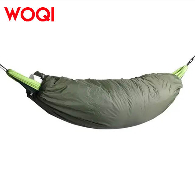 WOQI multifunctional duck down filled hammock sleeping bag for warmth, lightweight and adjustable camping sleeping bag