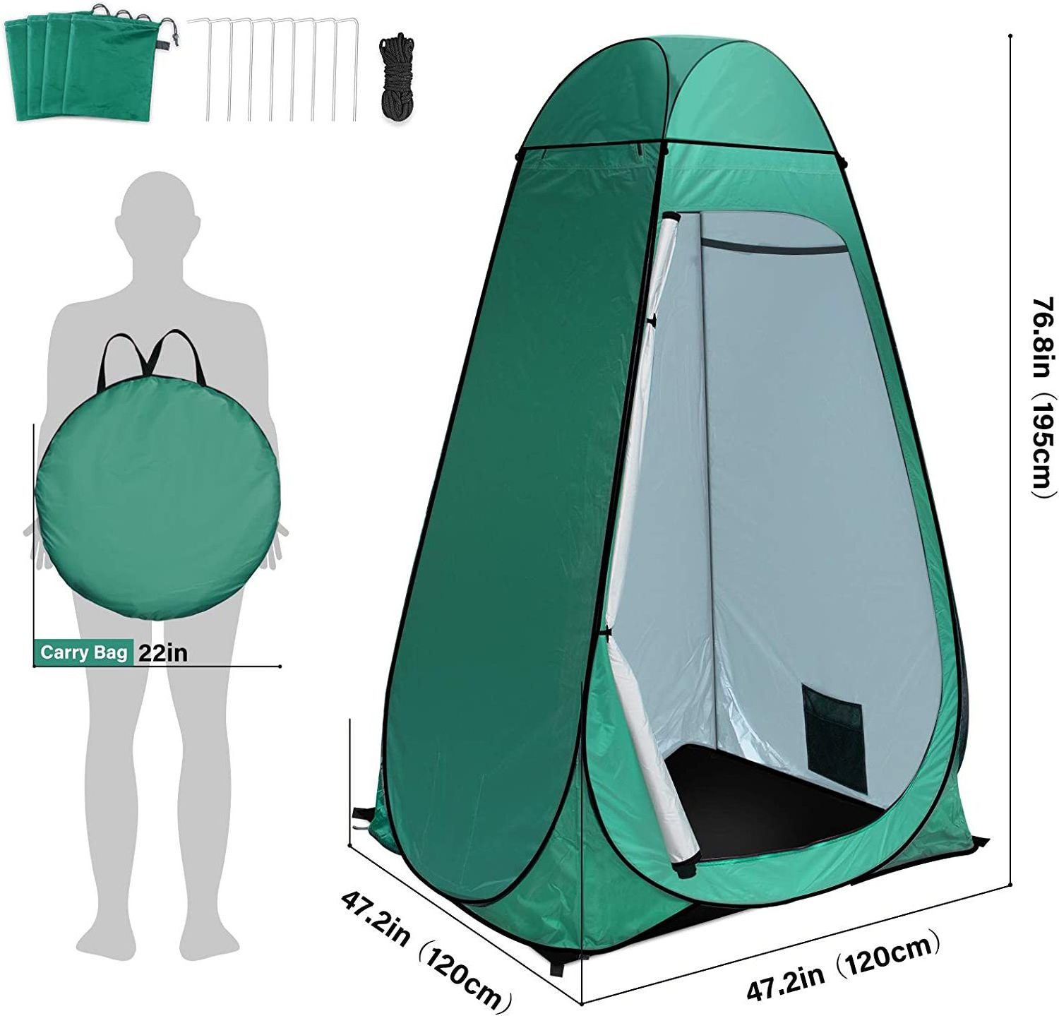 WOQI Pop Up Shower Changing Toilet Tent Portable Camping Privacy Shelters Room