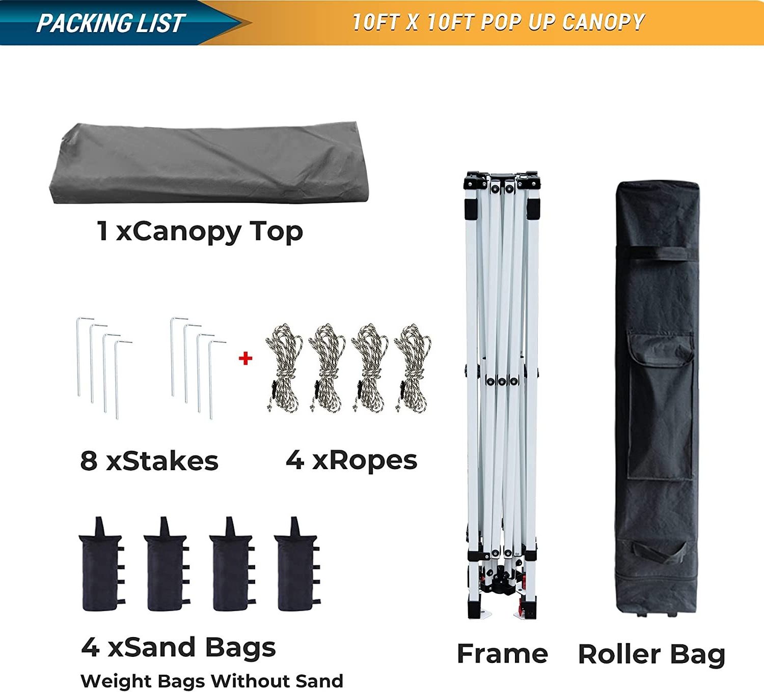 WOQI Wholesale Portable Folding Stable and Sturdy canopy tent with Adjustable Leg Heights Wheeled Carry Bag