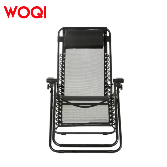 WOQI stock outdoor adjustable zero gravity folding lounge chair with pillow for adult garden leisure chairs