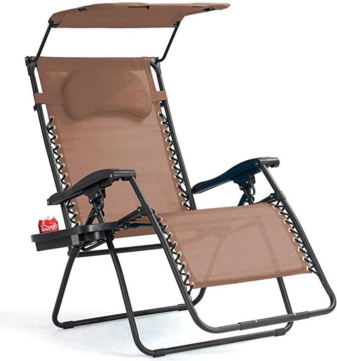 2023 WOQI  Hot Selling Folding Recliner Zero Gravity Lounge Chair With Shade Canopy Cup Holder