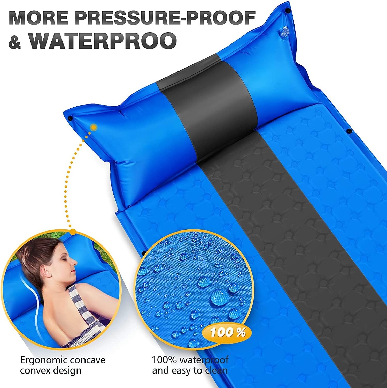 WOQI Thick Self-Inflating Ultralight Camp Bed Lightweight Compact Air Mattress Self inflatable sleeping mat