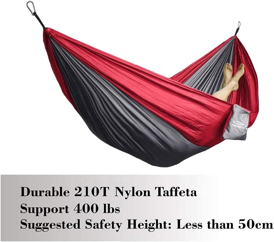 WOQI 05 Custom Single Hanging Lightweight Portable Parachute Nylon Hammock With Tree Straps For Camping