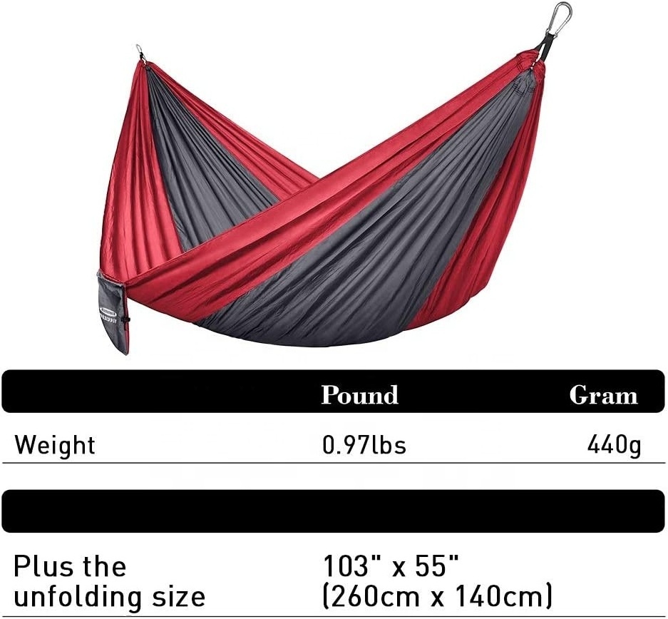 WOQI 05 Custom Single Hanging Lightweight Portable Parachute Nylon Hammock With Tree Straps For Camping