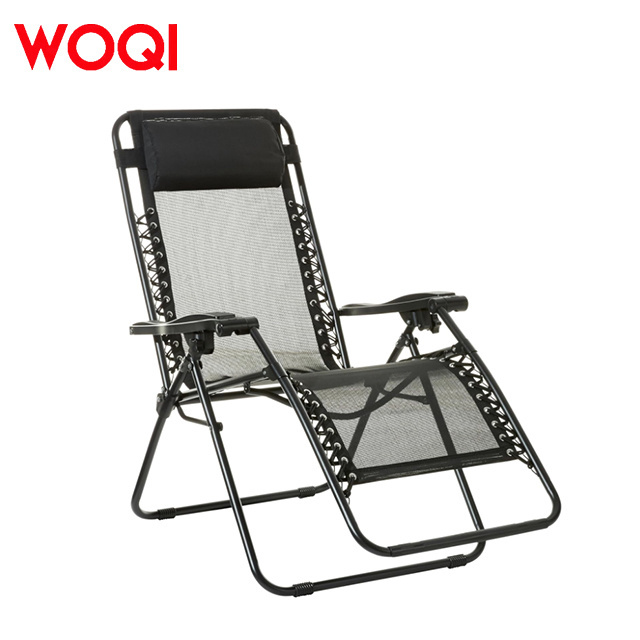 WOQI stock outdoor adjustable zero gravity folding lounge chair with pillow for adult garden leisure chairs