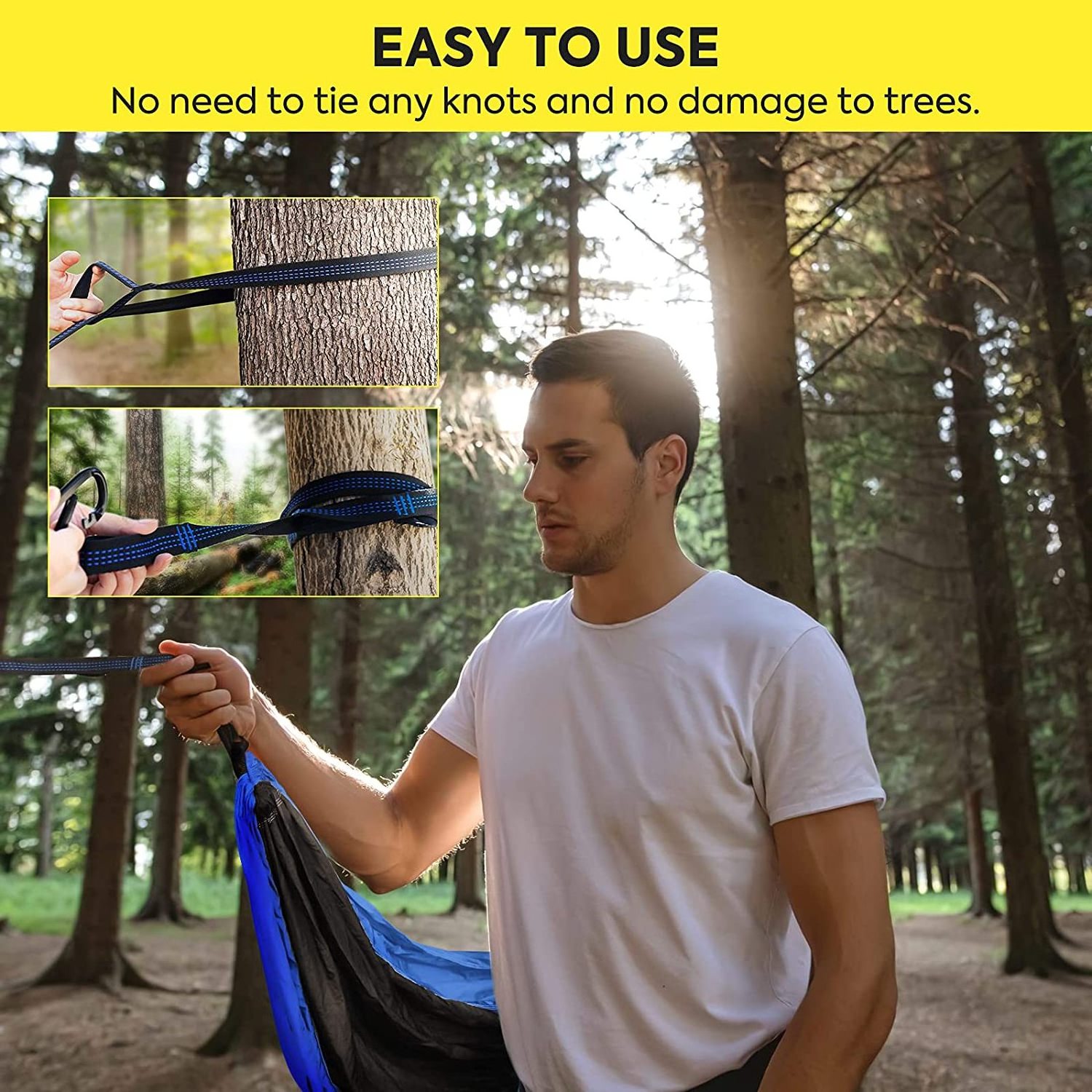 Woqi Portable  Lightweight Nylon hammocks with 2 Tree Straps for Outdoor Hiking Camping Travel