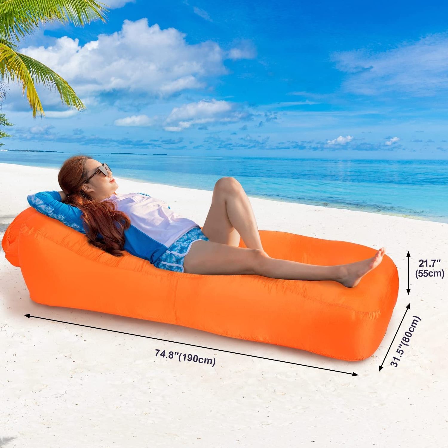 WOQI High quality inflatable lounger camping lazy bag air sofa for beach sleeping bag