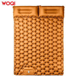 WOQI Camping Double Super Lightweight Portable Self Inflatable Sleep Cushion with Pillow and Built in Pump Suitable for Backpack