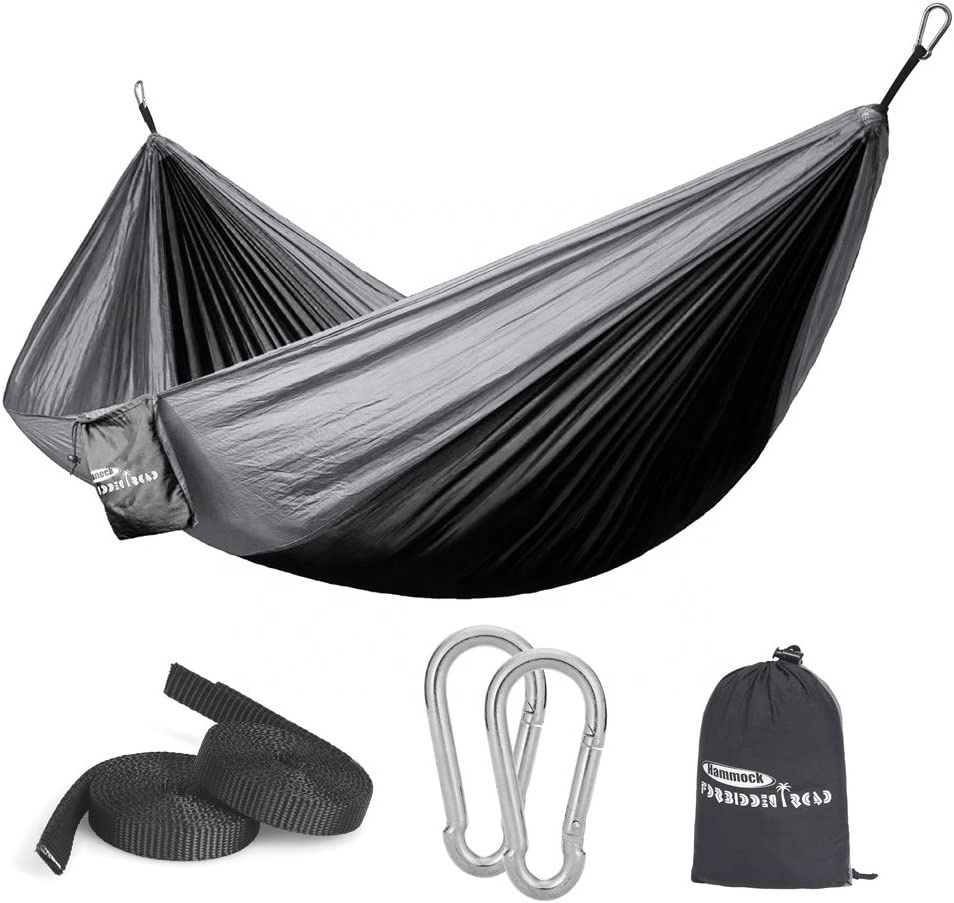 WOQI 04 Single Double Lightweight Portable Parachute Nylon Hammock With Tree Straps For Camping