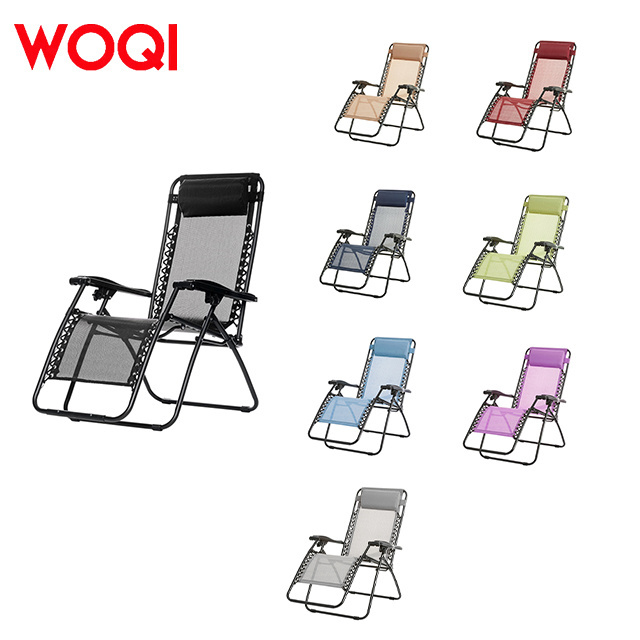 WOQI stock outdoor adjustable zero gravity folding lounge chair with pillow for adult garden leisure chairs