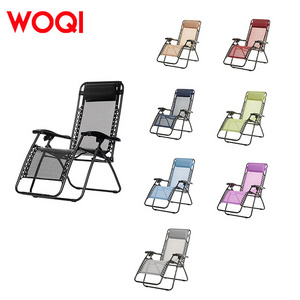 WOQI stock outdoor adjustable zero gravity folding lounge chair with pillow for adult garden leisure chairs