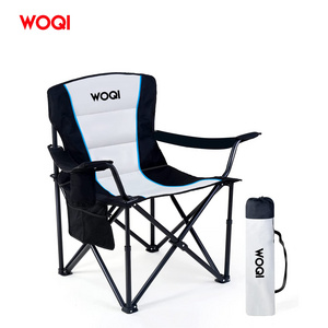 WOQI Camping Folding Chair Oversized Padded Quad Arm Chair Collapsible Steel Frame Heavy Duty Portable Outdoor Chair