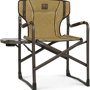 WOQI Heavy Duty Outdoor Steel Folding Camping Director Chairs With Side Table