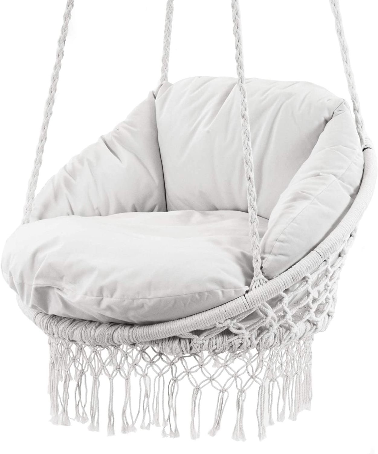 WOQI Handmade Knitted Cotton Rope Hammock Chair Macrame Swing Seat for Adults Kids