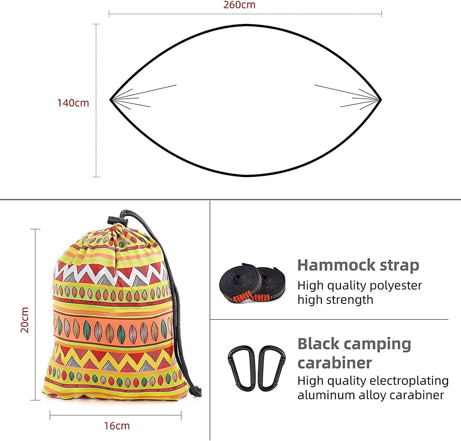 WOQI Hot Selling Portable Parachute Nylon Camping outdoor hammock for Travel Hiking Beach