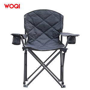 WOQI Oversized Camping Chair Heavy Duty Fit for tall people padded portable folding four lawn chairs with armrest cup holder